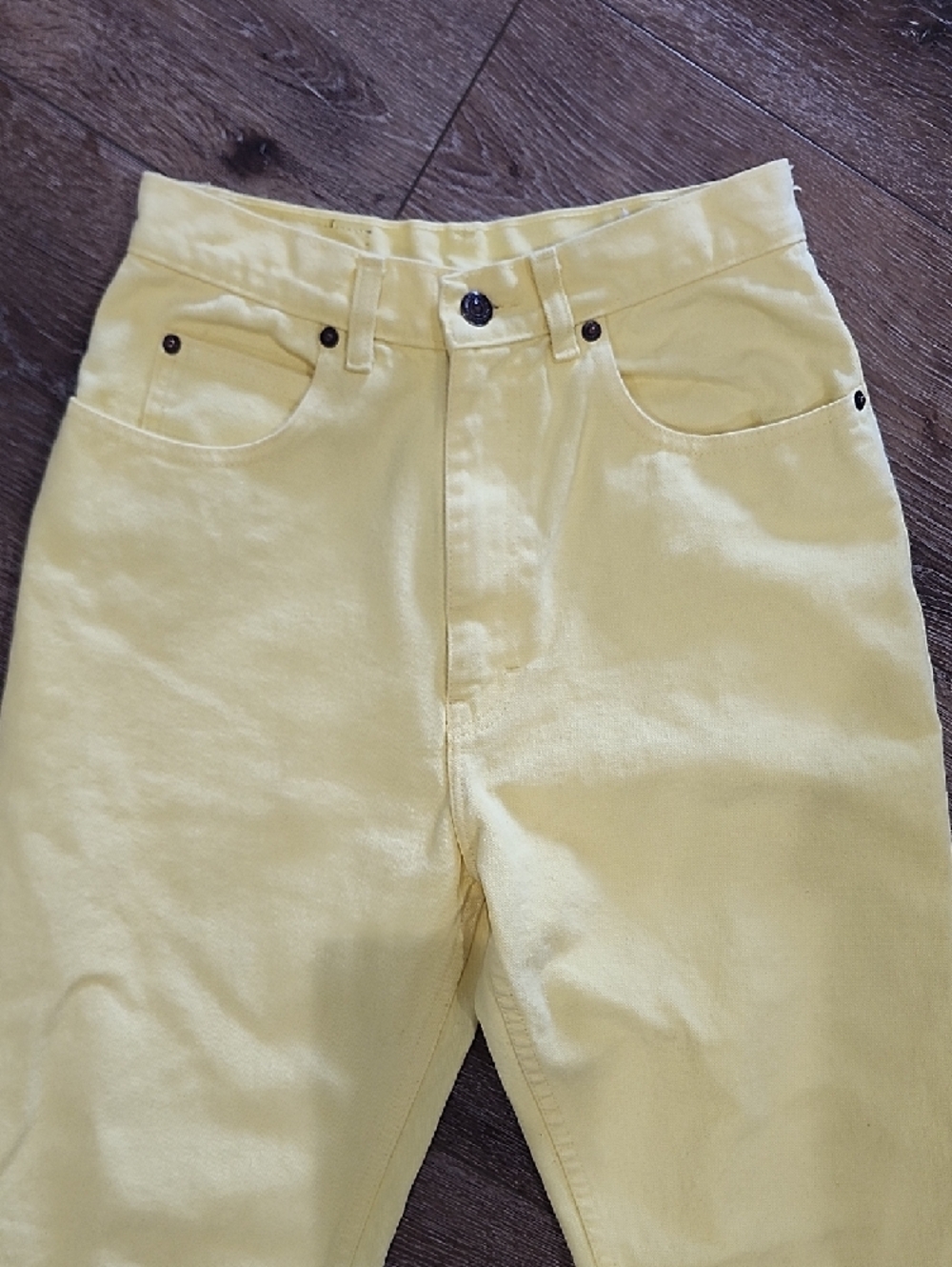 Jordache Vintage Lemon Yellow High Rise 80s 90s Straight Jeans Indie Colorful 8 - Picture 3 of 9
